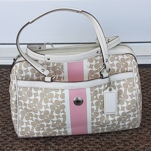 Coach large pink/white handbag